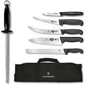 Swiss Army 5100371X4 7 Piece BBQ Natural Knife Set with Black Synthetic Handle
