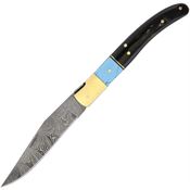 Damascus 1156 Turquoise And Folder Folding Knife with Horn Handle