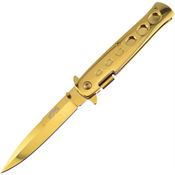 Frost IS002GD Stiletto Gold Assisted Opening Stiletto Linerlock Folding Pocket Knife