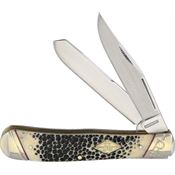 Rough Rider 1544 Trapper Folding Pocket Knife with Abalone Handle