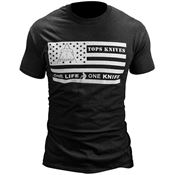 TOPS TSFLAGBLKXL X-Large Size Cotton T-Shirt Flag Logo in Black