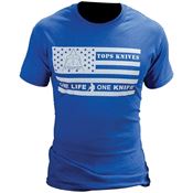 TOPS TSFLAGBLUXL X-Large Size Cotton T-Shirt Flag Logo in Blue