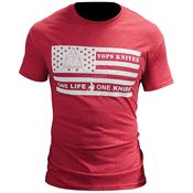 TOPS TSFLAGREDXL X-Large Size Cotton T-Shirt Flag Logo in Red