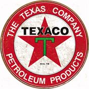 Tin Signs 1926 11 3/4 Inch Diameter Rich Vibrant Texaco Filling Station