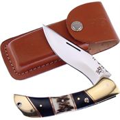 Frost TS197 Frost Cutlery Folder Stag with Brown Leather Belt Sheath