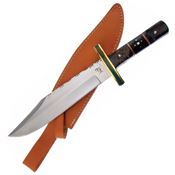 Frost TS156 Trophy Bowie Fixed Stainless Clip Point Blade Knife with Ram'S Horn Handle