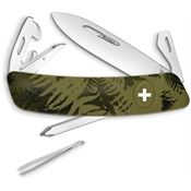 Swiza 402050 C04 Button Lock Knife with Green Camo Rubberized Handle