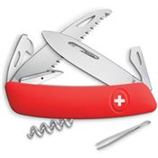 Swiza 501000 D05 Swiss Button Lock Knife with Red Rubberized Handle