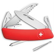 Swiza 601000 D06 Swiss Button Lock Knife with Red Rubberized Handle
