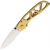 Stone River 5GTW Ceramic Gold Finish Drop Point Blade Linerlock Folding Pocket Knife with Skeletonized Handle