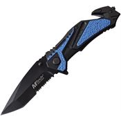 MTech A1012BL Linerlock Assisted Opening Folding Knife with Black and Blue Aluminum Handle
