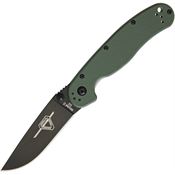 Ontario 8830OD RAT II Linerlock OD Green D2 Folding Knife with OD Green G10 Handle