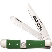Case 15761 John Deere Trapper Knife with Green Smooth Synthetic Handle