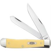 Case 30114 Trapper 3254C CV Pattern Knife with Yellow Smooth Synthetic Handle