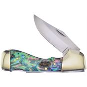 Frost SW105AB Choctaw Mirror Finish Stainless Clip Blade Knife with Abalone Handle