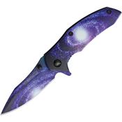 Rough Rider 1919 Galaxy Linerlock Knife with Galaxy Swirl (Purple, White, Black) Finish Blade and Handle