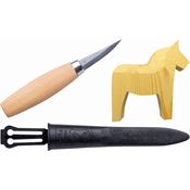 Mora 01811 Dalahorse Woodcarving Kit and Stainless Blade Knife and Birch Wood Handle