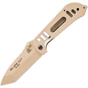 TOPS MIL35T05 Mil SPIE Linerlock Stainless Tanto Blade Knife with Tan Traction Aluminum Handle