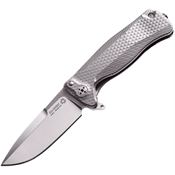 Lion Steel SR22G SR22 Framelock Drop Point Blade Knife with Gray Textured Titanium Handle