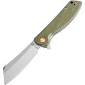 Artisan 1815PGNF Tomahawk Linerlock Stonewash Finish D2 Tool Steel Blade Knife with Green Textured G-10 Handle