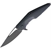 Brous M005A Division Linerlock Acid Washed Finish Blade Knife with Black Contoured Polymer Handle