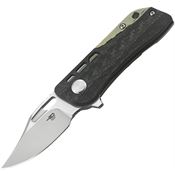 Bestech T1806C Engine Bowie Blade Knife with Titanium and Carbon Fiber Handle - Green