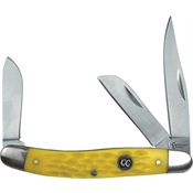 Cattlemans 0001JYD Signature Stockman Satin Finish Clip, Sheepsfoot and Spey Blades Knife with Yellow Jigged Delrin Handle