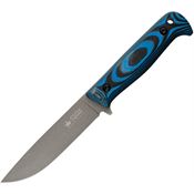 Kizlyar 0108 Yeti Fixed Tactwash Finish Blade Knife with Black and Blue G-10 Handle