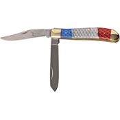 Elk Ridge 946 Trapper Stainless Clip and Spey Blades with Red, White, Blue C-Tek Handle