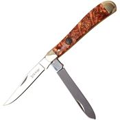 Elk Ridge 954BR Trapper Stainless Clip and Spey Blades with Brown Swirl Resin Handle