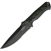BucknBear 51225 Damascus steel Green Mean Fighter with Black and Green G10 Handle