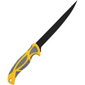 Smith's 51093 Lawaia Fillet Black Fixed Blade Knife Gray/Yellow Handles