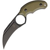 Bastinelli Creations 220G HARPY Fixed Blade Knife OD Green Handles