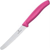 Swiss Army Knives 67836L115 Utility Round Serrated Satin Fixed Blade Knife Pink Handles