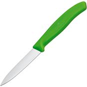 Swiss Army Knives 67606L114 Paring Spear Point Satin Fixed Blade Knife Green Handles
