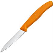 Swiss Army Knives 67606L119 Paring Spear Point Satin Fixed Blade Knife Orange Handles