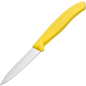 Swiss Army Knives 67606L118 Paring Spear Point Satin Fixed Blade Knife Yellow Handles