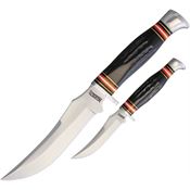 Marbles Outdoors Knives 454 Satin Fixed Blade Knife Set Jigged Handles