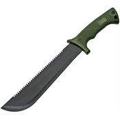China Made 211503 Hunter Field Machete Black Fixed Blade Knife Green Handles