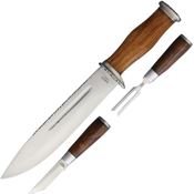 American Hunter Knives 020 Bowie Fixed Blade Knife Set Brown Handles