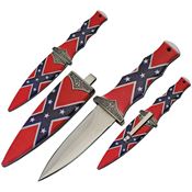 China Made 211467CF Boot Satin Fixed Blade Knife Confederate Flag Artwork Handles