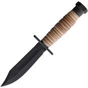 Ontario 499 Air Force Survival Carbon Fixed Blade Knife Natural Leather Handles