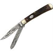 Marbles 267 Trapper Damascus Knife Stag Handles