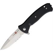 Al Mar K2201 Mini SERE 2020 Assist Open Part Serrated Linerlock Knife Black Handles