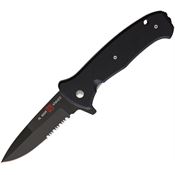 Al Mar K2207 SERE 2020 Black Part Serrated Assist Open Linerlock Knife Black Handles