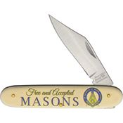 Frost NMAS2 Masons Satin Folding Knife Ivory Handles