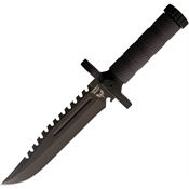Combat Ready 372 Survival Serrated Black Fixed Blade Knife Black Handles