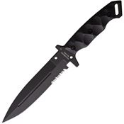 Halfbreed MIK01 Medium Infantry Serrated Black Teflon Fixed Blade Knife Black Handles