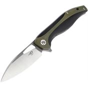 Bestech G26A Komodo Black Stonewashed Linerlock Knife Black/Green Handles