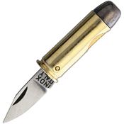 Fox 201 Pallottola 44Mag Bullet Satin Folding Knife Gold Handles